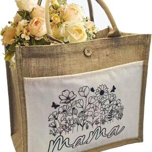 Jute Shopper Bag Womens Gift Floral Personalised Duty Free tote Stylish